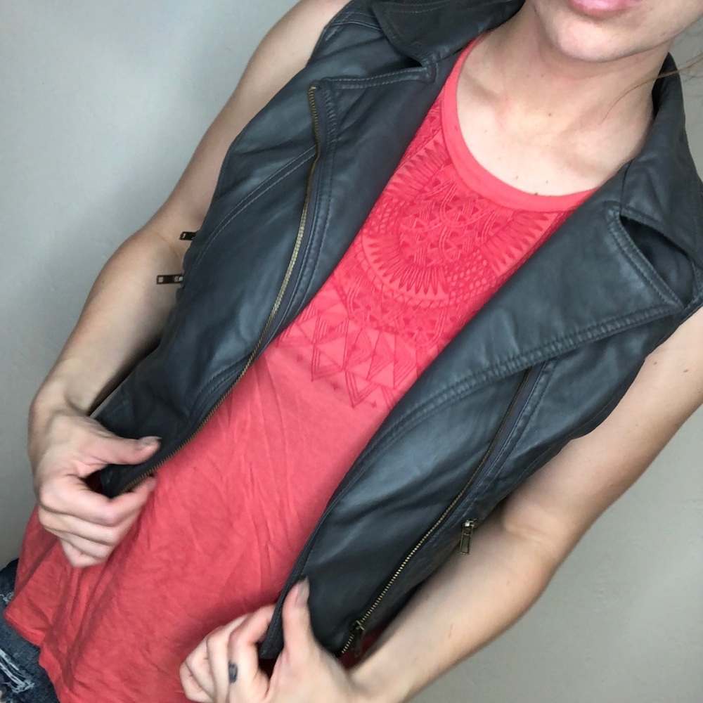 Grey Faux Leather Vest size Small